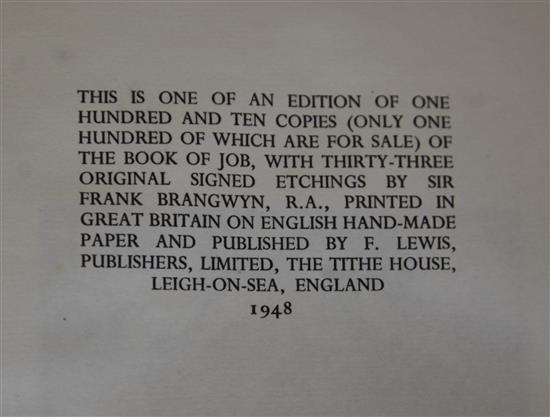Bible in English - The Book of Job, one of 110, illustrated by Frank Brangwyn, folio, three quarter,